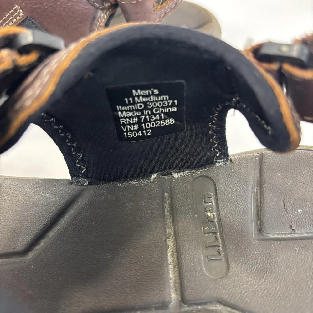 L.L.Bean Leather Hiking Sandals Mens Size 11 M Brown Hook Loop Comfort Shoes